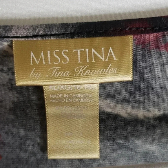 Ms Tina | Blouse | Faux Wrap | Black & Red | Sz 1X - Picture 2 of 5